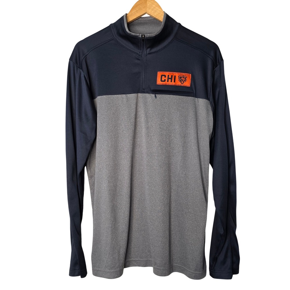 NFL Team Apparel Pullover Mens Large Chicago Bears 1/4 Zip Performance Football